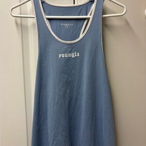 YoungLA Men’s Blue Tank Top with White Trim